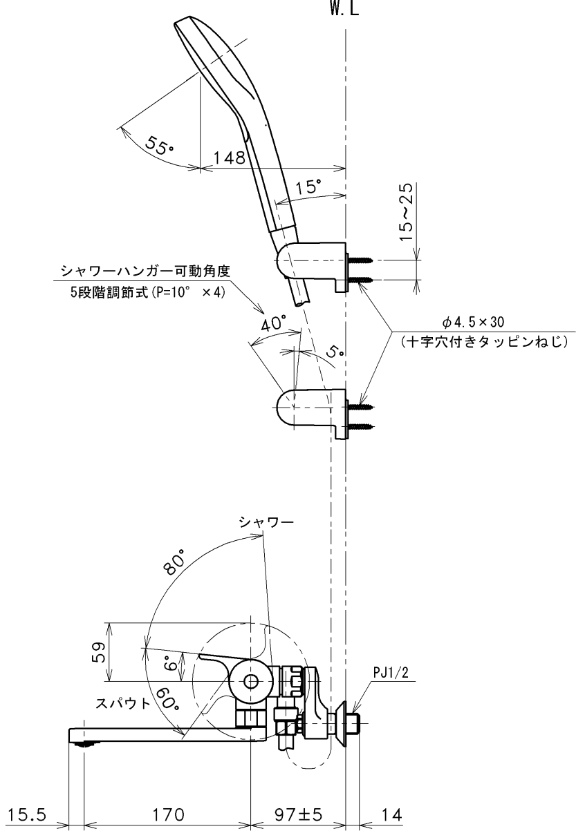 TOTO 【TBV03416J】 壁付サーモスタット混合水栓(コンフォートウエーブ